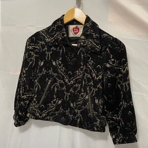 Free People Brocade Tapestry Cropped Moto Jacket s